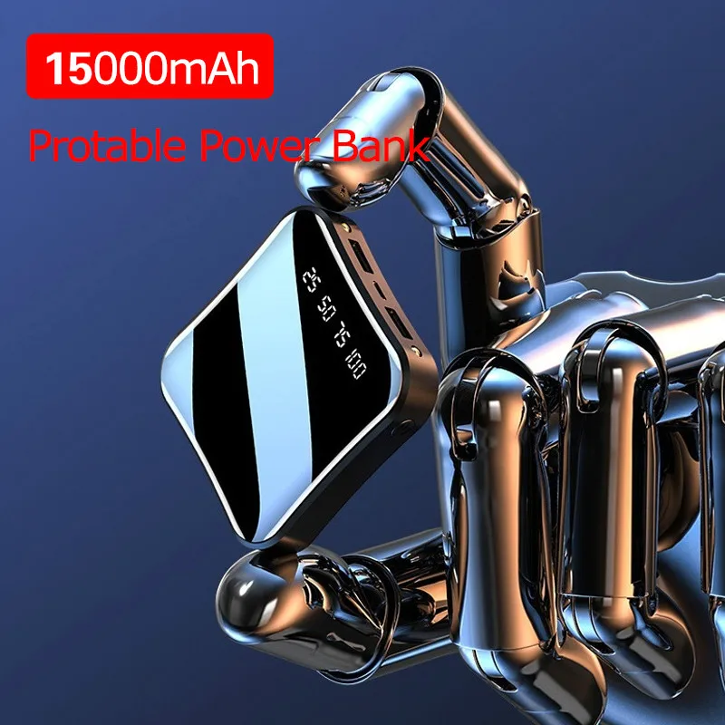 

15000mAh Mini Portable Power Bank Full Screen Digital Display Powerbank Fast Charging External Battery for IPhone Xiaomi Samsung