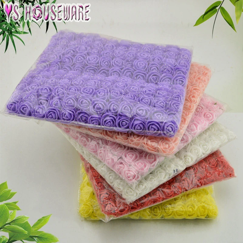 

144pcs 2cm MINI foam roses for home Wedding fake Flower Decora Scrapbooking diy wreath gift box cheap Artificial Flower Bouquet