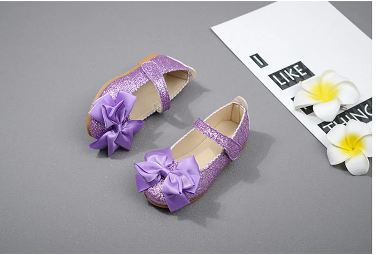 Flowers Children Girls Sequins Purple Gold Princess Shoes For Kids Baby Little Girls Party Wedding Dance Single Shoes New 2022 leather girl in boots