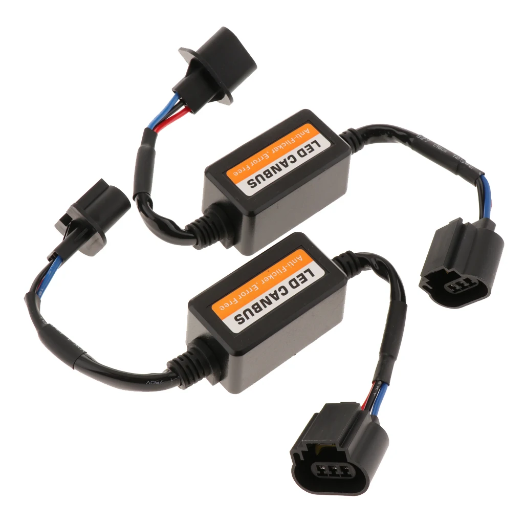 2X H13 LED CAN-BUS Warning Error Free Decoder Canceller Capacitor Anti-flicker Resistor harness Hi/Lo Beam Headlight Systems