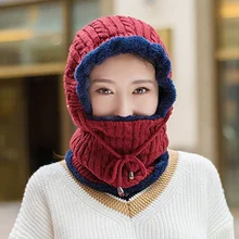 Зимняя Мужская и Женская Теплая Лыжная шапочка, вязаная снежная шапка, шарф с черепом, Балаклава 2 в 1