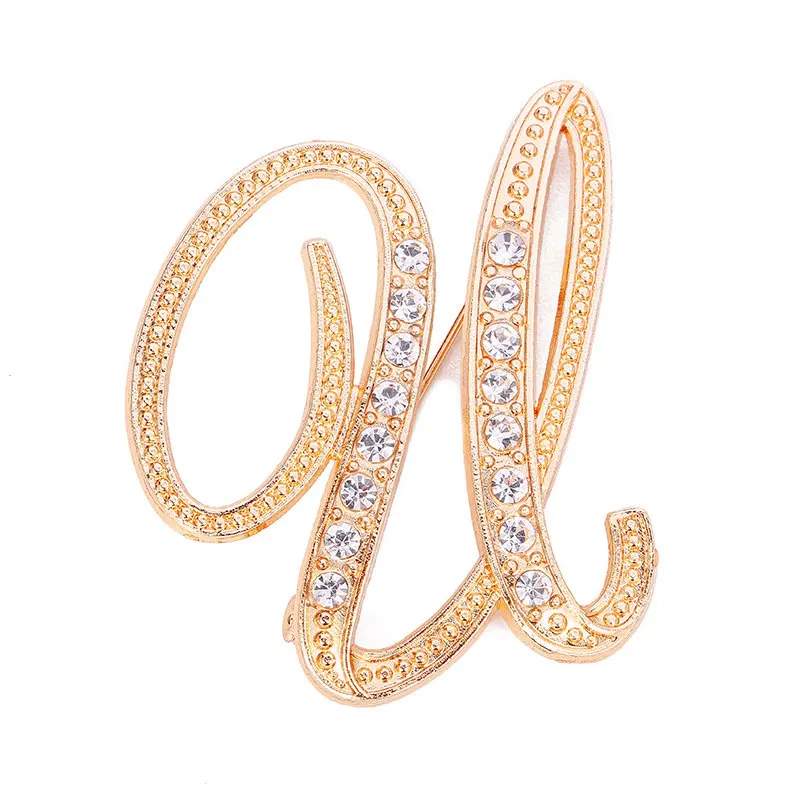 Letter Brooch A-Z Rhinestones Crystal Silver Color English Alphabet Metal Pins Cute Jewelry Accessories Christmas Gift