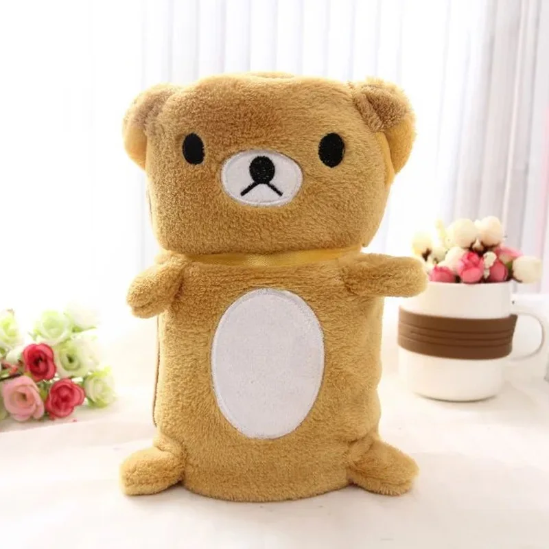 Kawaii животные, детские игрушки, плюшевая игрушка, портативное одеяло для ванной, для малышей, детей, день рождения девочки мальчика, подарок, автомобиль, воздух, путешествия, ковер для офиса, ковер для сна - Цвет: bear