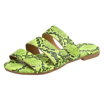 

SAGACE Snakeskin Sli Des Women Summer Casual Slippers For Beach Shoes Flax Flip Flops Beach Shoes Casual Slipper Mujer