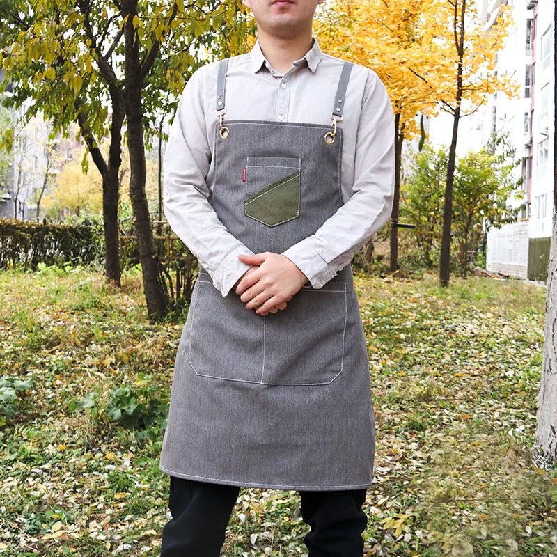 Tablier de chef en toile de coton avec bretelles réglables et grandes  poches, M à XXL (gris) : : Cuisine et Maison