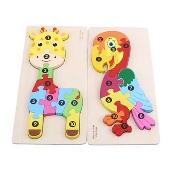 

New Puzzles Wood Montessori Baby Learning Toys Cartoon Animal Digital Puzzles Educational Games For Children Kids Wooden Puzzles