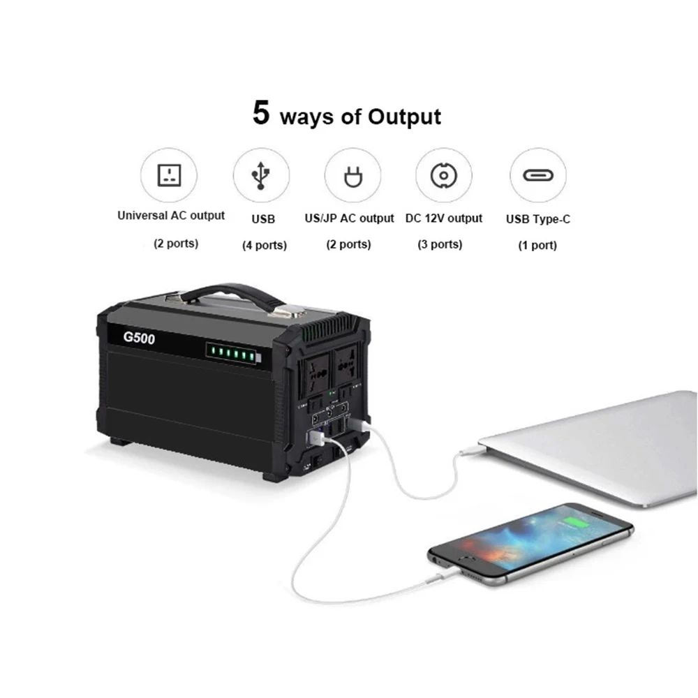  120AH Power Bank 5V/12V/220V Portable Generator Power Station Charge for Phones Tablets Laptops TV 