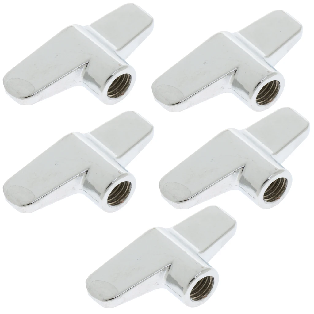 MagiDeal 5x Alloy Cymbal Stand Wing Nut for Drum Player Silver 8mm Diameter