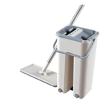 

New 1 Set Free Hand Wash Flat Mop Rod Set Washable Mop Lazy Home Cleaning Tools Bucket And RP Rack And Mop Cloth 2020