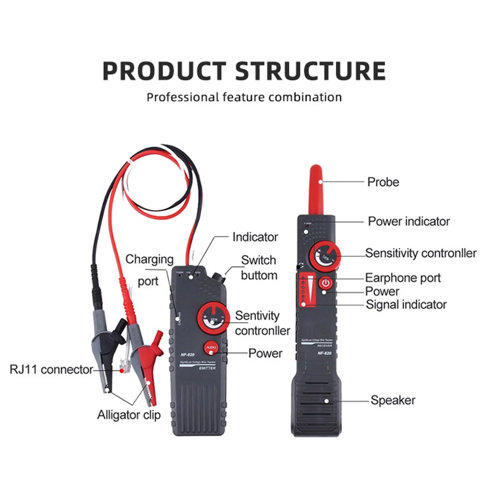 noyafa NF-820 RJ45 RJ11 BNC Network Cable tester High Low Voltage Cable Underground Cable Finder Anti-Interference Wire Tracker 5