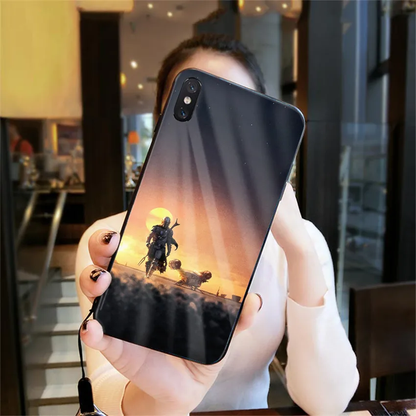 HSBL-23724 Милый мандалорский ребенок йода чехол для телефона для iPhone 11 pro X XR XS Max 8 7 6s Plus для samsung s8 s9 закаленное стекло черный чехол - Цвет: HSBL-23724