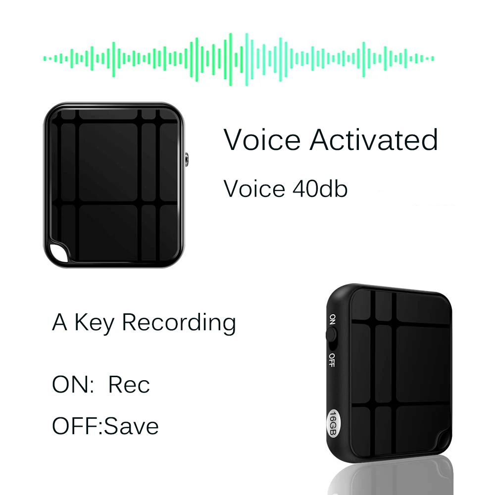 Мини диктофон переносной диктофон 16 Гб USB Перезаряжаемый MP3 аудиомагнитофон с голосовой активацией для встреч и интервью