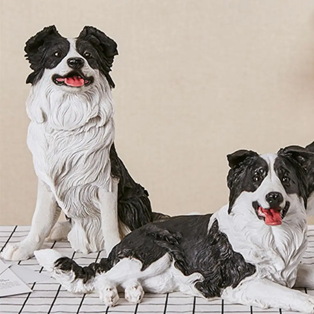 

1/6 Creative Cute Ped Dog Border Collie Resin Simulation Animal Art Crafts Bar Decoration Model Christmas Gift Toy BOX D861