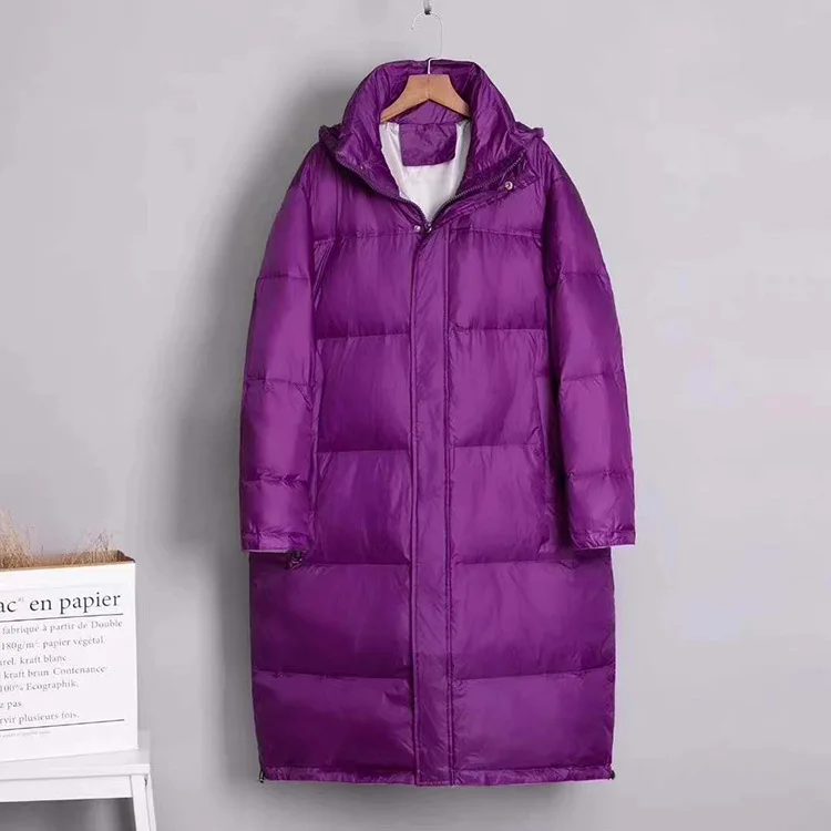 Purple AYUNSUE белый пуховик женский зимний пуховик женский пуховик длинный корейский пуховик Теплая Куртка парка Mujer 8113 YY1467 - Цвет: Purple