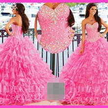 Vestidos de 15 anos, платье для бала-маскарада, кружевное платье с оборками, милое платье с кристаллами, Бальные платья из органзы