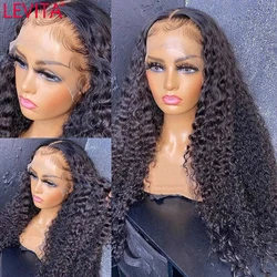 LEVITA Brazilian Kinky Curly Human Hair Wigs Pre Plucked 4x4 Lace Closure Wig 30 Inch Lace Frontal Human Hair Wigs For Women
