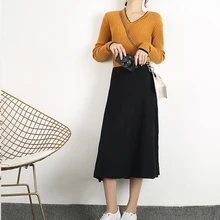 FRSEUCAG Лидер продаж Новая женская трикотажная юбка длинная тонкая сумка бедра шерстяная юбка осенняя и зимняя женская одежда аутентичная