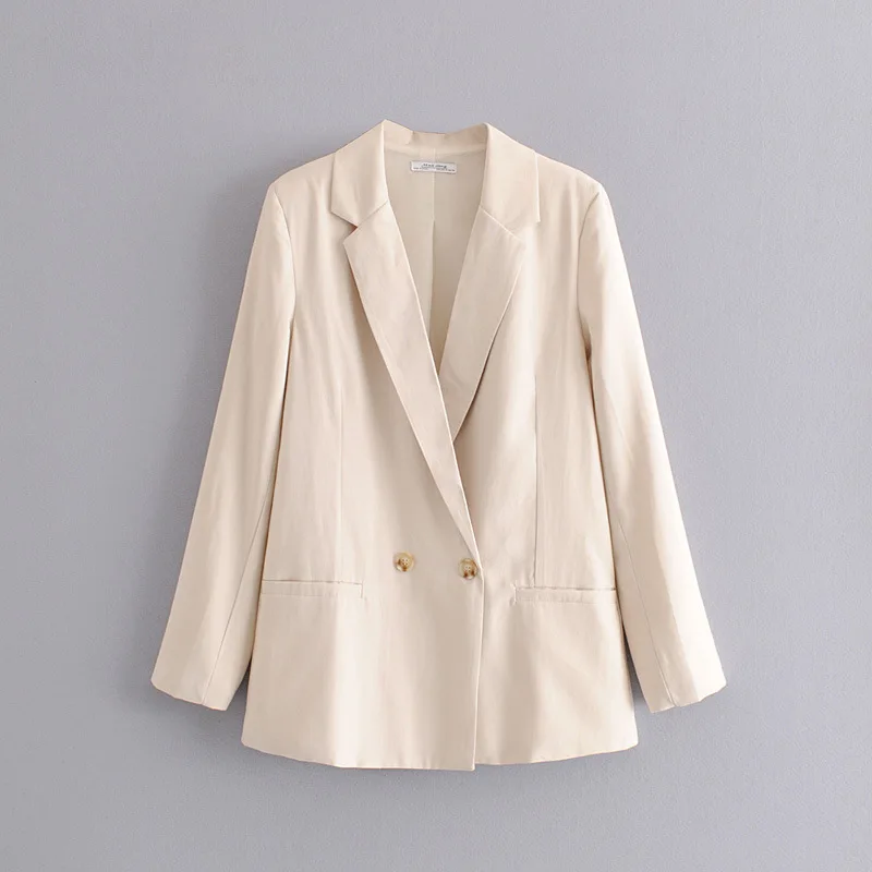 

One's Suit Double Breasted Two-Button Suit Jacket Women's Loose-Fit Solid Color Long Sleeve Women's Entity