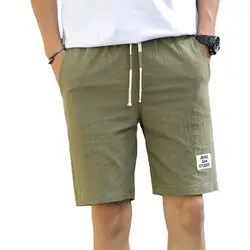 2019 Летние повседневные шорты мужские бермуды дышащие льняные хлопковые брюки пляжные шорты мужские Бермуды мужские M-5XL