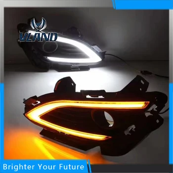 

2Pcs ABS Daytime Running Lights For Hyundai ELANTRA 2016 2017 White+Yellow Turn Signal Lamp DRL