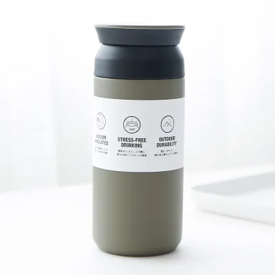 green Новая бутылка для воды с эффектом потертости кофейная одноцветная 304 нержавеющая сталь автомобильная кружка чашка для воды холодная вакуумная изоляция с фильтром прочная - Цвет: green