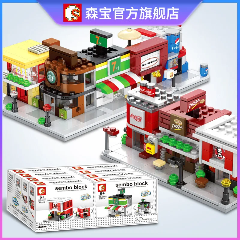 

SEMBO Blocks Mini Street Store Building Bricks Cute Micro Shop Model Ice Cream Educational Kids toys Children Gifts Christmas