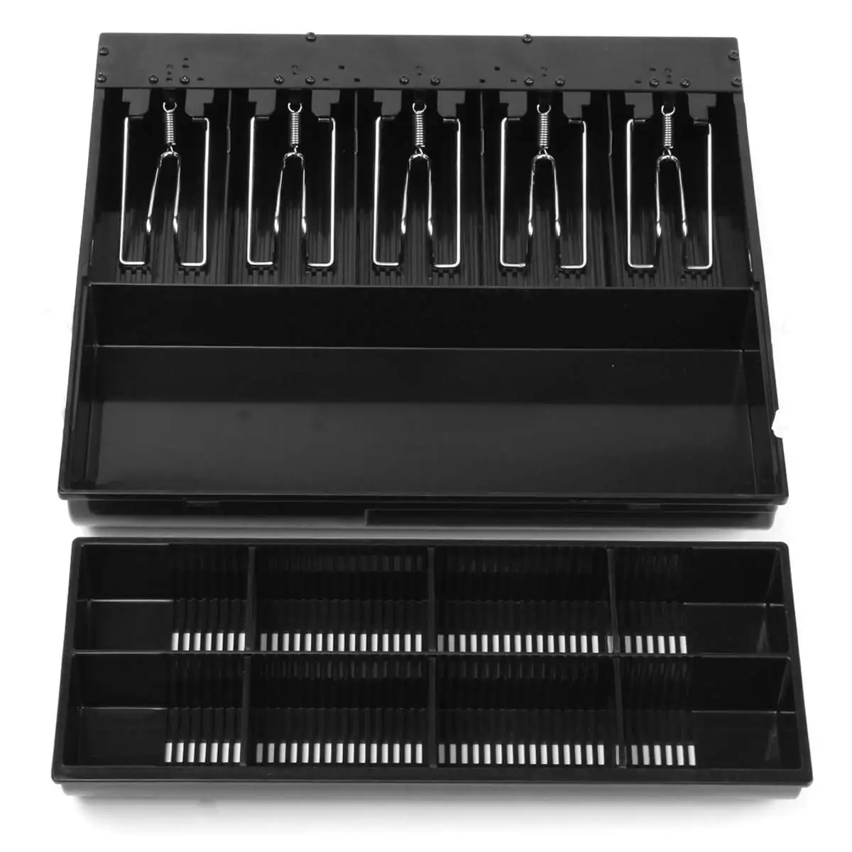 

Black 5 Bills 8 Coins Cash Register Money Box Drawer Tray Storage For Security Home Office Container Tool