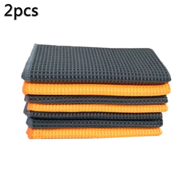 

2Pcs Car Wash Towel Glass Cleaning Microfiber Waffle Weaving Window Wipe 40*40cm cleaning ability clean tidy