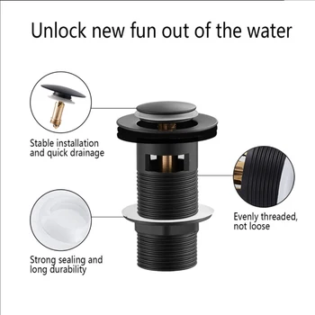 

Slotted Basin Waste Bathroom Sink Up Modern Black Finish G 1/4 Overflow Connection Size High Quality Brass Body