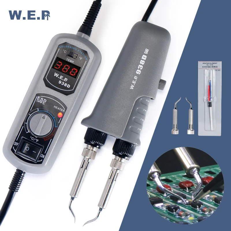 

WEP 938D Portable Soldering Tweezers Mini Soldering Iron Station Hot Tweezer BGA SMD Repairing Welding Tool