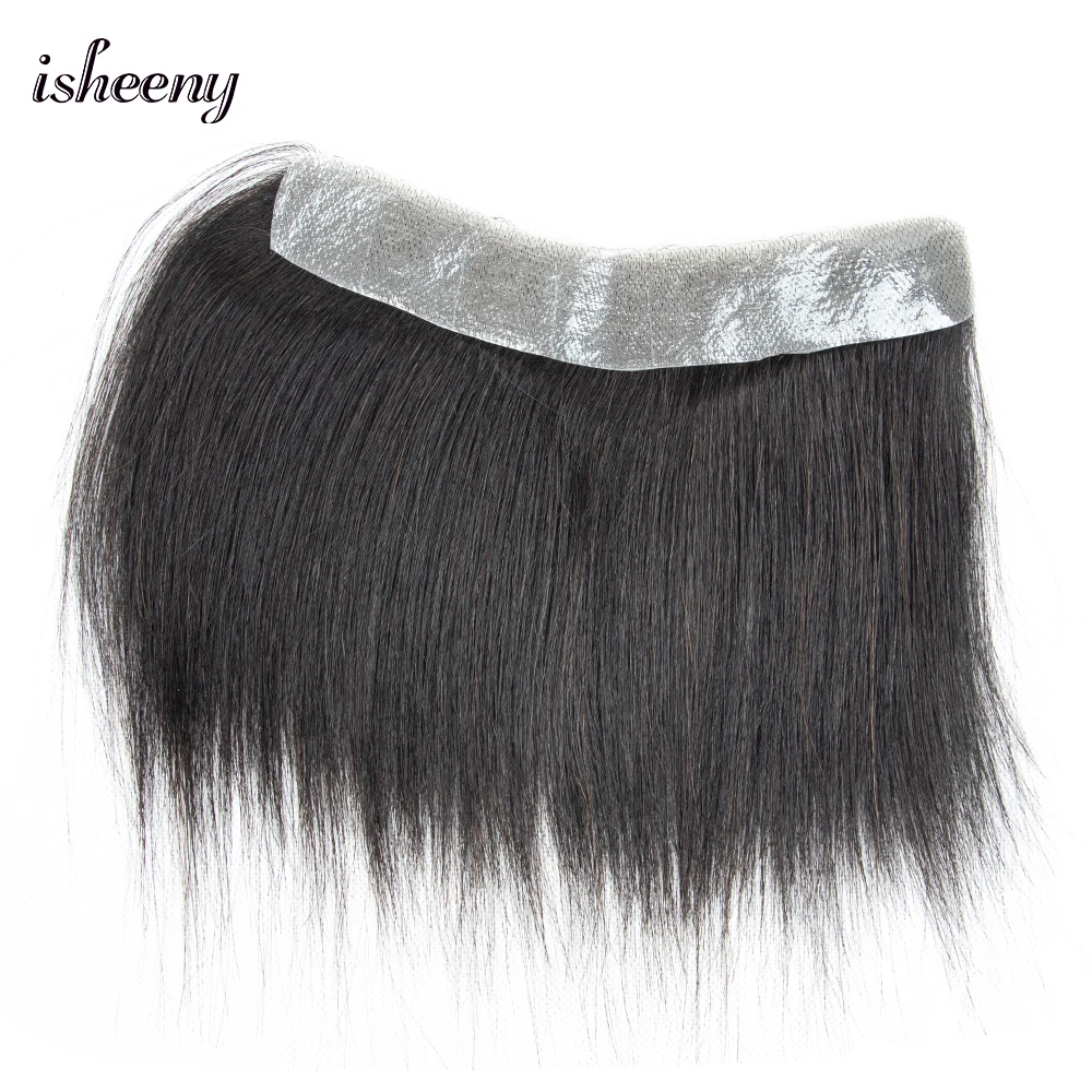 Hairline Toupee Replacement-System Human-Hair Virgin V-Loop Thin Brazilian PU Isheeny