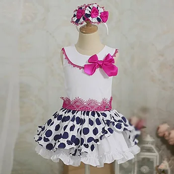 

Pettigirl 2-12Y Summer kids clothing Style Vintage dots Cotton Princess Party Dress sweet bow
