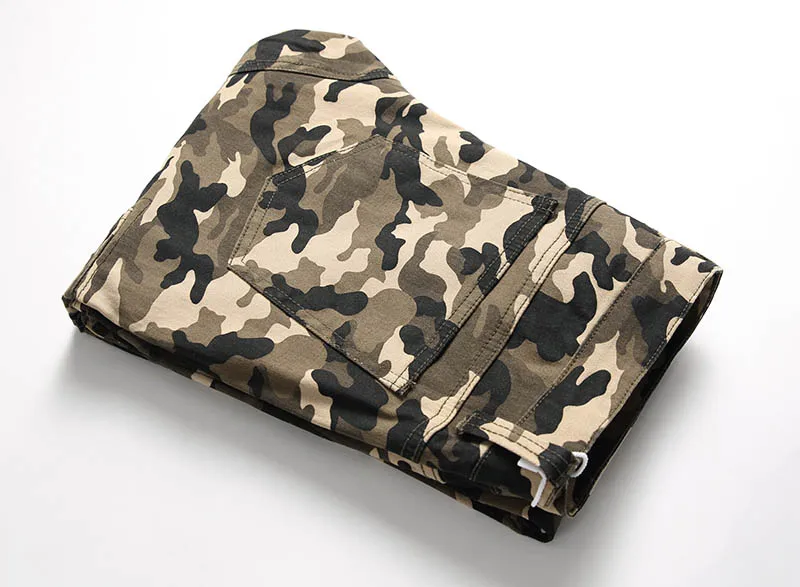 KIOVNO Men Cargo Camouflage Jeans Pants Multi Pockets Slim Fit Stretch Denim Trousers For Male Size 28-40  (4)