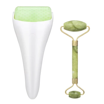 

Facial Skin Care Ice Jade Roller Face Massage Dual-ended Jade Stone Roller For Anti Aging Wrinkle Reduce Fine Line Puffiness