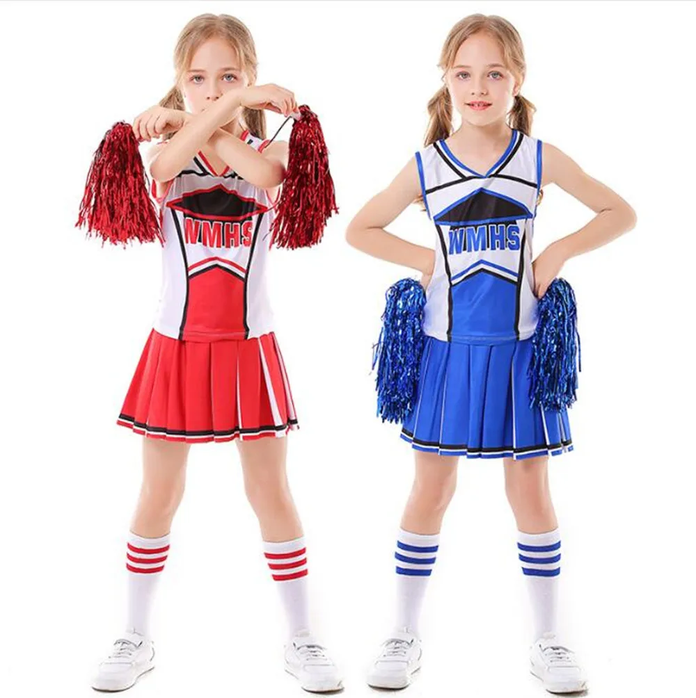 New Adult Kids Schoolgirl Cheer Musical Glee Cheerleader Costumes Stage Performance Clothing Outfit Fancy Dress Women Girl XS-XL