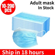Em estoque! 10-200PCS Descartável Boca Máscaras Anti Poluição Poeira Boca Caps 3-Camada Meltblown Pano Respiração Máscara de Higiene