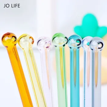 

JO LIFE Colorful Reusable Wedding Cocktail Drinking Straws Lollipop Shape Glass Tube
