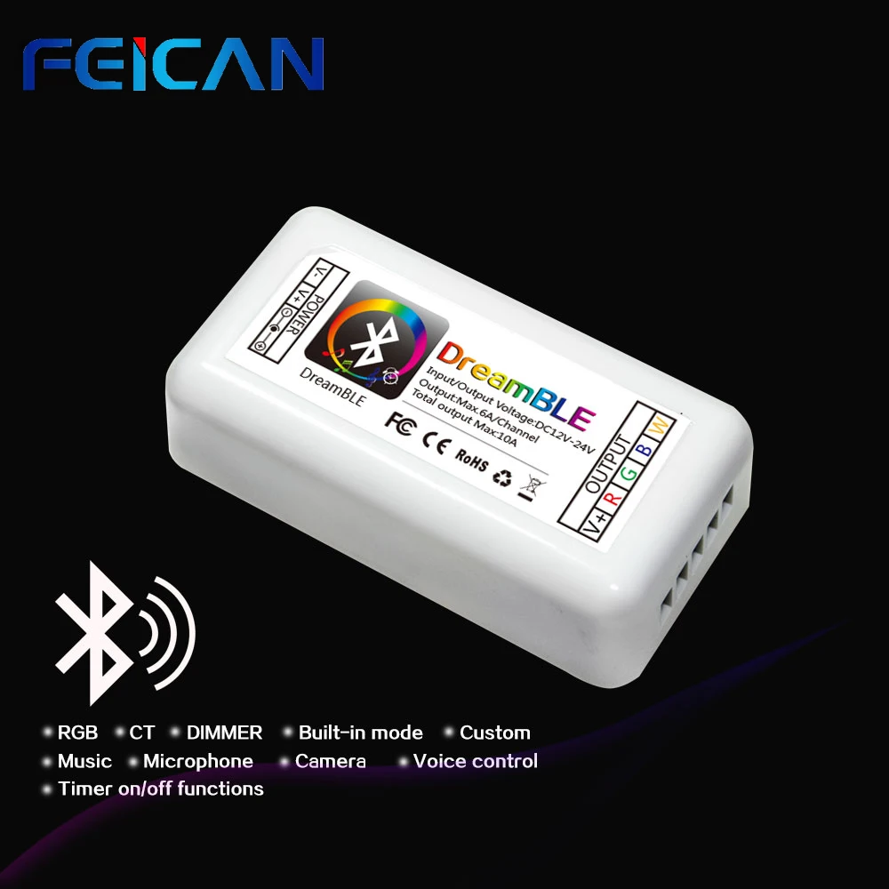 

Bluetooth RGBW LED Controller DC12-24V 10A 3CH/4CH Mini LED Controller By Android and IOS APP For 3528 5050 LED Strip Light