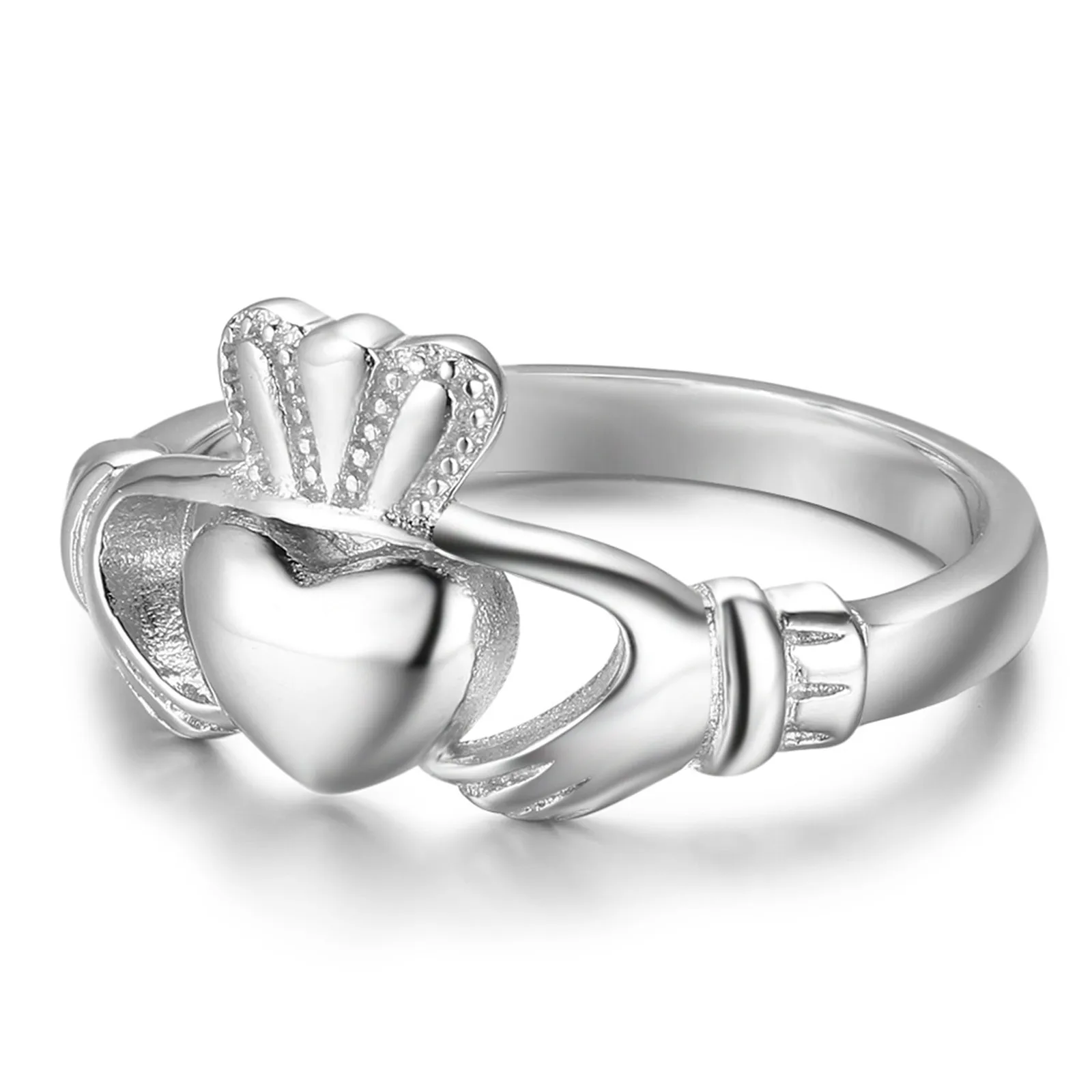 Joyería Anillos Bodas y pedidas de mano Anillos Claddagh regalo de boda anillo de corazón de plata 925 anillo apilable claddagh de plata esterlina Anillo claddagh 
