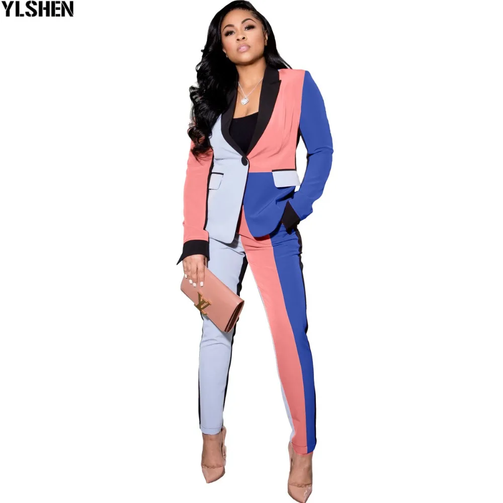 African Women Sets Print Long Sleeve Blazer Jacket Pants Suits Office Lady Elegant 2 Piece Set Business Outfits Africa Clothing 29