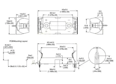 MasterFire 20 шт./лот CR123A 16340 3V держатель батареи PCB плагин типа литиевых батарей розетка