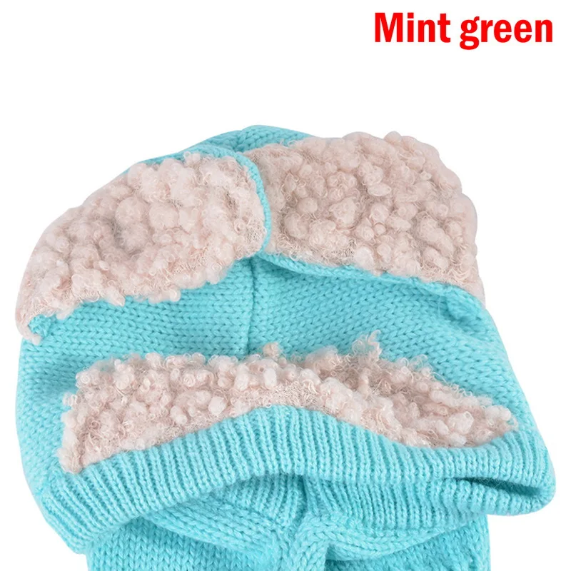 Kids Winter Hats Girls Boys Children Warm Caps Scarf Set Baby Bonnet Enfant Cartton Cute Hat Girl Boy Photograph Props - Цвет: E44888