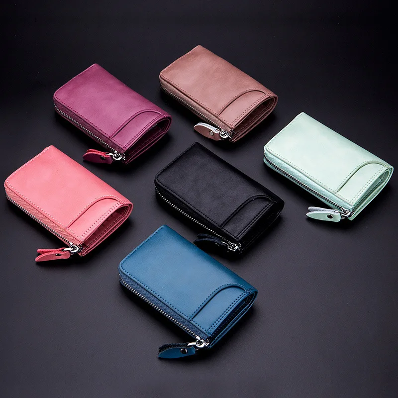

Multi Function Car Keys Credit Cards Genuine Leather Men's Male Zipper Coin Wallets