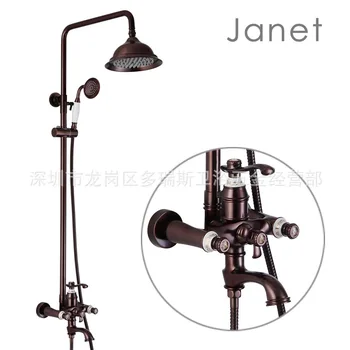

hot style full copper new Chinese style classical shower ORB shower set brown patina of hot and cold water tap showers