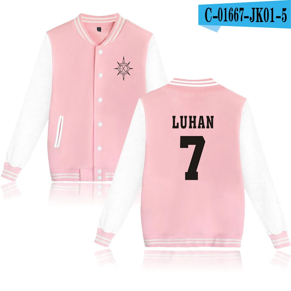 Exo planet#5-Разведка 2D бейсбольная куртка для женщин и мужчин модная куртка с длинными рукавами трендовая Повседневная бейсбольная форма - Цвет: pink