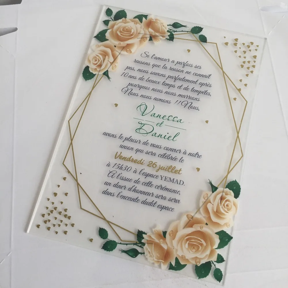 Wedding Participations UV Print Custom Graphic Transparent Sheet Envelope