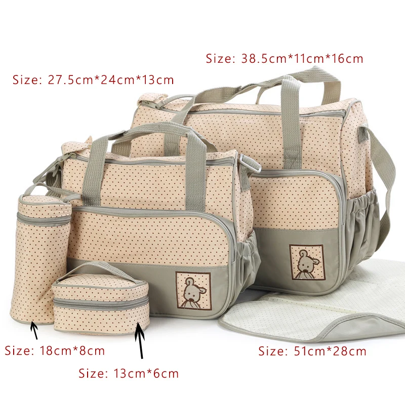 Baby Diaper Bag Sets For Mom Baby Bag Bottle Holder Large Capacity Mummy Stroller Maternity Nappy Bags Hobos Nursing Travel bag - Цвет: Khaki set