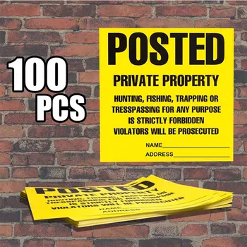 

Posted by private property sign, weatherproof and tear resistant, compatible with Tyvek 100 block 11" x 11" yellow post sign