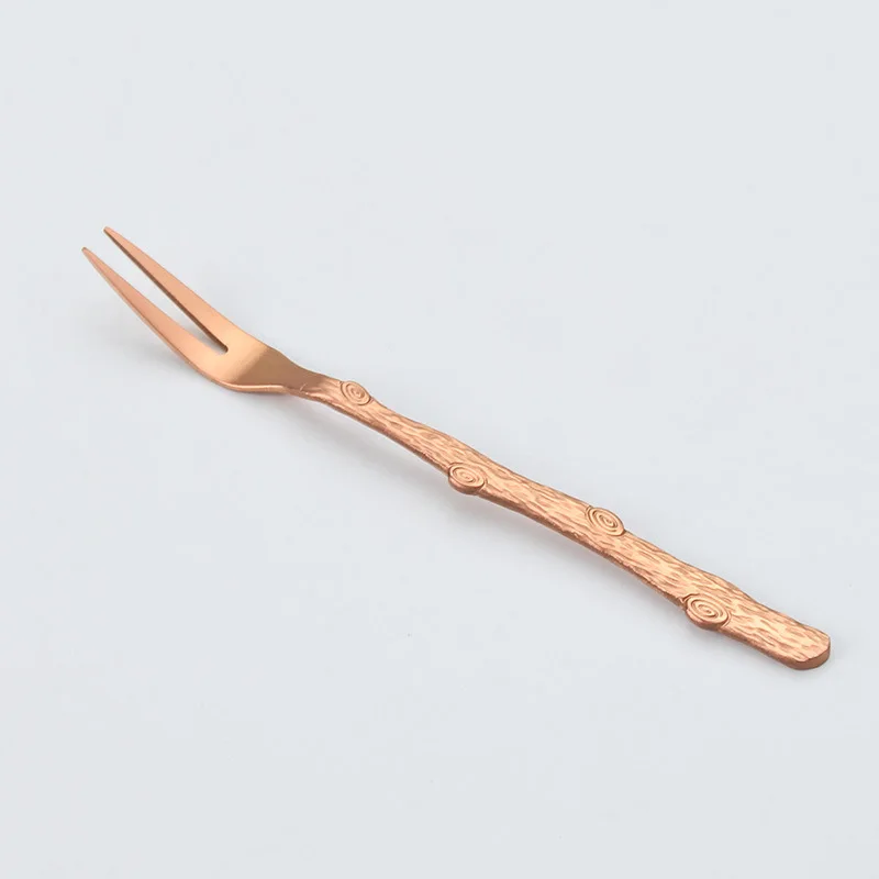 Фруктовая Вилка Нож ствол уникальный форма выпечка нож для торта послеобеденный чай ресторан кафе инструмент Металл 304 нержавеющая сталь - Цвет: brown fork