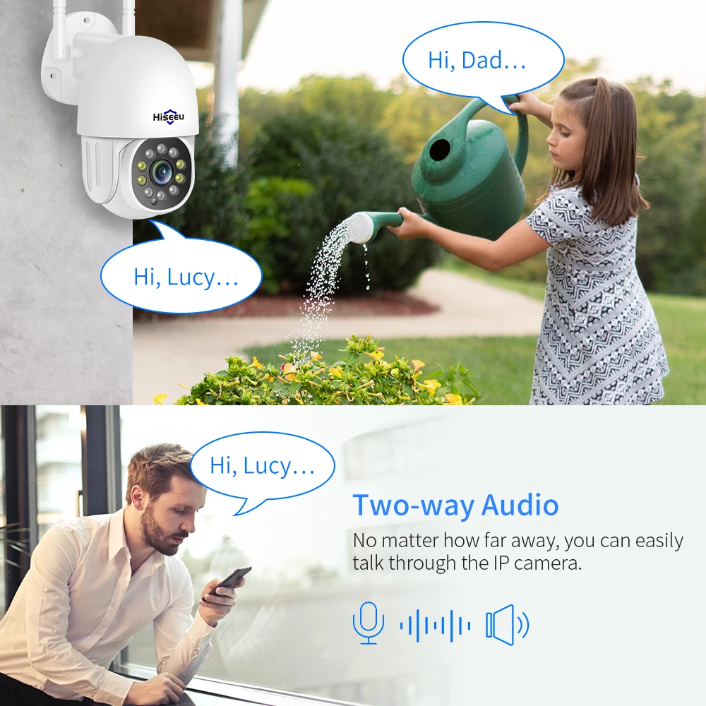 Скоростная купольная IP камера Hiseeu 1080P 2 МП PTZ Wi Fi уличная Беспроводная сетевая